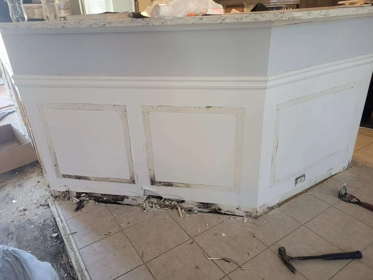 Water damage and mold on kitchen during Storm Damage Restoration in Bailey's Crossroads